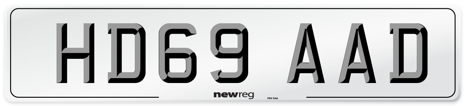 HD69 AAD Number Plate from New Reg